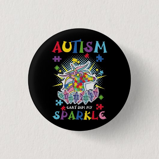 Badge Rond 2,50 Cm Sensibilisation sur l'autisme Unicorne Pour Autism (Devant)