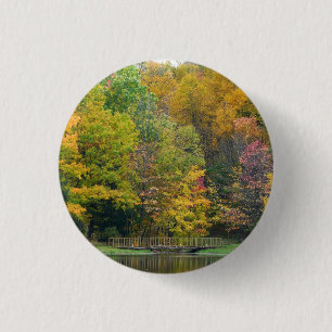 Badge Rond 2,50 Cm Sept Sources Pont de la Cascade II Paysage d'autom