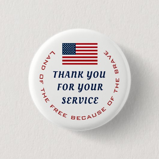 Badge Rond 2,50 Cm Service actif ou Merci militaire vétéran à la retr (Devant)
