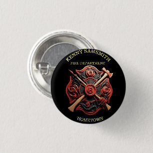 Badge Rond 2,50 Cm Service des incendies Emblème de courage et de dév