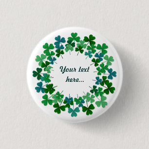 Badge Rond 2,50 Cm Shamrock Circle  Custom Text 