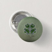 Badge Rond 2,50 Cm Shamrock Colover St.Patrick`s Day Green Leather (Devant & derrière)