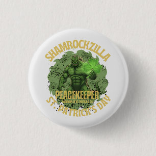 Badge Rond 2,50 Cm Shamrockzilla Peacekeeper : Kaiju de la Saint-Patr