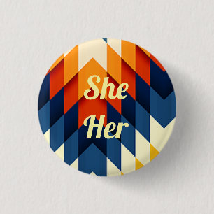 Badge Rond 2,50 Cm She/Her Gender Pronoun Pin