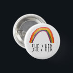 Badge Rond 2,50 Cm SHE/HER Pronounounounounours Aquarelle arc-en-ciel<br><div class="desc">Décorez votre tenue avec ce bouton d'art cool. Vous pouvez le customiser et ajouter du texte. Consultez ma boutique pour plus de couleurs et de motifs ! Faites-moi savoir si vous aimeriez quelque chose de personnalisé aussi.</div>