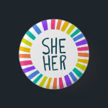 Badge Rond 2,50 Cm SHE / HER Pronounounouns Rainbow Handlettered Prid<br><div class="desc">Décorez votre tenue avec ce bouton d'art cool. Ça fait un grand cadeau ! Vous pouvez le customiser,  modifier les couleurs arrière - plans et ajouter du texte. Consultez ma boutique pour plus de couleurs et de motifs ! Faites-moi savoir si vous aimeriez quelque chose de personnalisé aussi.</div>