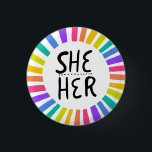 Badge Rond 2,50 Cm SHE / HER Pronounounouns Rainbow Handlettered Prid<br><div class="desc">Décorez votre tenue avec ce bouton d'art cool. Ça fait un grand cadeau ! Vous pouvez le customiser,  modifier les couleurs arrière - plans et ajouter du texte. Consultez ma boutique pour plus de couleurs et de motifs ! Faites-moi savoir si vous aimeriez quelque chose de personnalisé aussi.</div>