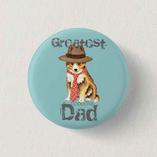 Badge Rond 2,50 Cm Sheltie papa (Devant)