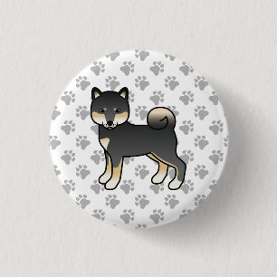 Badge Rond 2,50 Cm Shiba Inu noir et feu Chien de dessin animé mignon