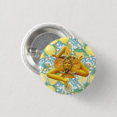 Badge Rond 2,50 Cm Sicily Trinacria Yellow and Blue Italian Lemon  (Devant & derrière)