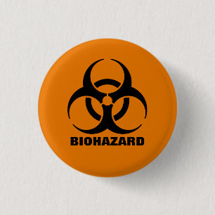 Badge Rond 2,50 Cm Signal d'avertissement du symbole de danger biolog