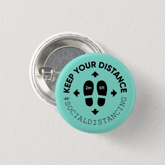 Badge Rond 2,50 Cm Signe de distance sociale (Devant & derrière)