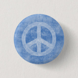 Badge Rond 2,50 Cm Signe de paix bleu fané