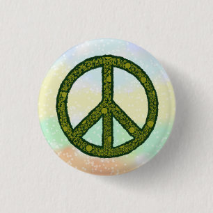 Badge Rond 2,50 Cm Signe de paix vert 