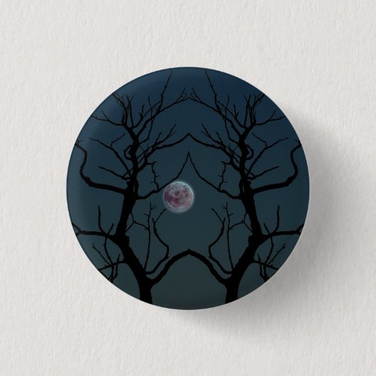 Badge Rond 2,50 Cm Silhouette Arbre Lune (Devant)