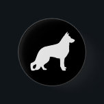 Badge Rond 2,50 Cm Silhouette blanche de chien de berger allemand<br><div class="desc"></div>