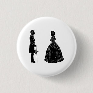 Badge Rond 2,50 Cm silhouette d'abraham lincoln et de mary todd linco