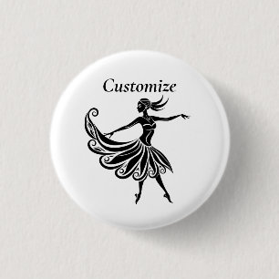 Badge Rond 2,50 Cm Silhouette Danseuse Africaine Art Thunder_Thunder_