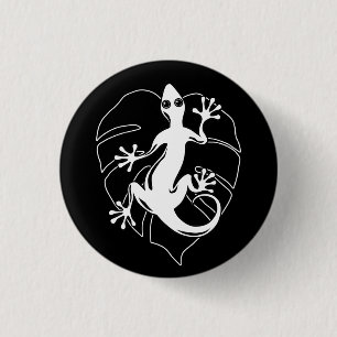 Badge Rond 2,50 Cm Silhouette de Gecko Lizard
