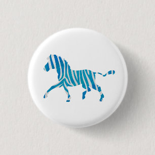 Badge Rond 2,50 Cm Silhouette de zèbre bleu et blanc
