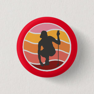 Badge Rond 2,50 Cm Silhouette golfer lady golf sur arrière - plan ro