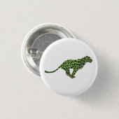 Badge Rond 2,50 Cm Silhouette léopard noir et vert (Devant & derrière)