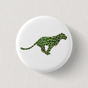 Badge Rond 2,50 Cm Silhouette léopard noir et vert