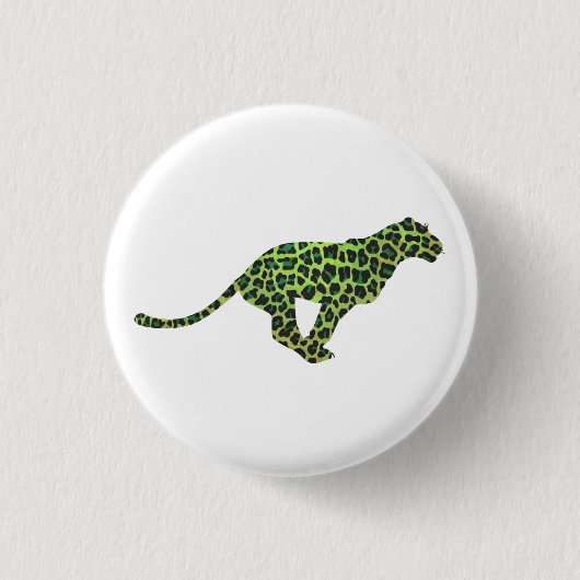 Badge Rond 2,50 Cm Silhouette léopard noir et vert (Devant)