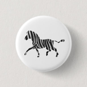 Badge Rond 2,50 Cm Silhouette noir et gris clair Zebra
