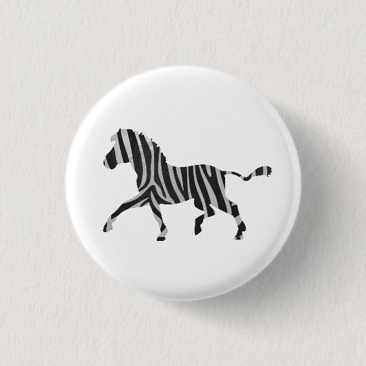 Badge Rond 2,50 Cm Silhouette noir et gris clair Zebra (Devant)