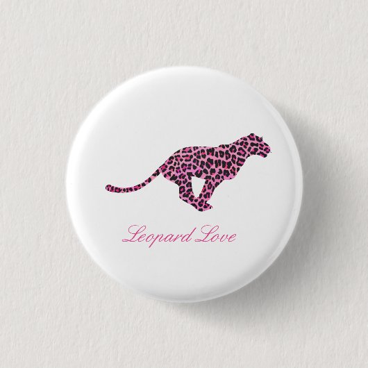 Badge Rond 2,50 Cm Silhouette rose et léopard noir (Devant)