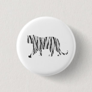 Badge Rond 2,50 Cm Silhouette Tiger noir et blanc
