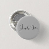 Badge Rond 2,50 Cm Silver Color Elegant Grey Calligraphy Nom du scrip (Devant & derrière)