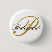 Badge Rond 2,50 Cm Simple Ajouter Monogramme Custom Black & Gold Brid (Devant)