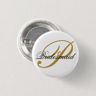 Badge Rond 2,50 Cm Simple Ajouter Monogramme Custom Black & Gold Brid