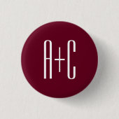 Badge Rond 2,50 Cm Simple Couples | White & Burgundy (Devant)