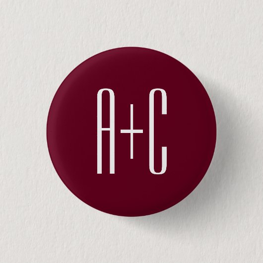 Badge Rond 2,50 Cm Simple Couples | White & Burgundy (Devant)