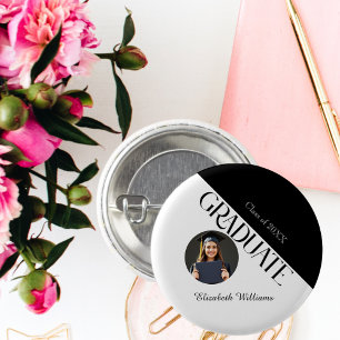 Badge Rond 2,50 Cm Simple Graduation noir et blanc