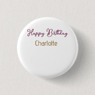 Badge Rond 2,50 Cm SIMPLE MINIMAL.CUTIE AJOUTER NOM BÉBÉ joyeux anniv