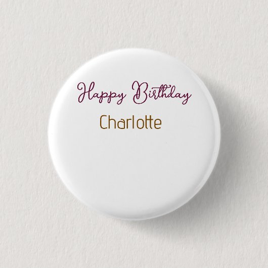 Badge Rond 2,50 Cm SIMPLE MINIMAL.CUTIE AJOUTER NOM BÉBÉ joyeux anniv (Devant)