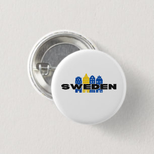 Badge Rond 2,50 Cm Simple Moderne Suède Pays Suédois Drapeau Souvenir