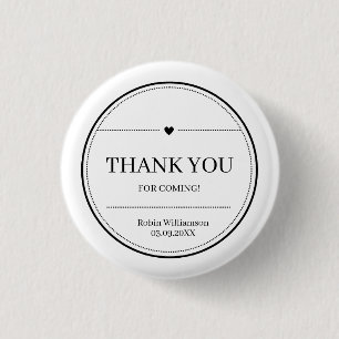 Badge Rond 2,50 Cm Simple noir et blanc Merci minimaliste moderne mod