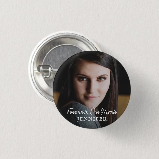 Badge Rond 2,50 Cm Simple script moderne Full Photo Memorial (Devant & derrière)