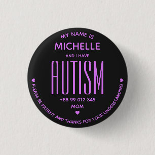 Badge Rond 2,50 Cm Simple Sensibilisation à l'autisme Noir Violet Spé