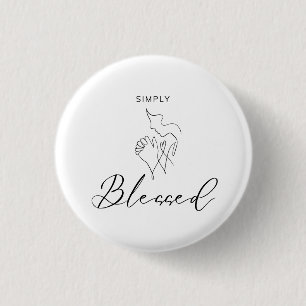 Badge Rond 2,50 Cm Simplement Bénis Dessin Minimaliste Chrétien En Li