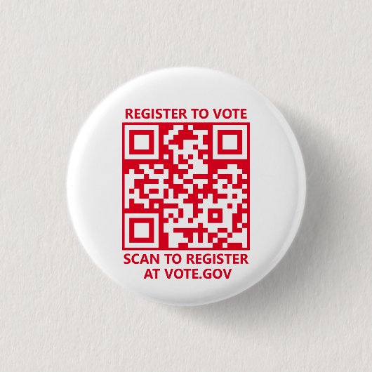 Badge Rond 2,50 Cm S'inscrire pour voter scanner QR Code rouge et bla (Devant)
