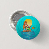 Badge Rond 2,50 Cm Sirène sous une Pleine lune (Devant & derrière)