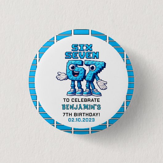 Badge Rond 2,50 Cm Six Seven Meme 7e Anniversaire | Drôle Tendance (Devant)