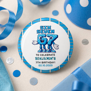 Badge Rond 2,50 Cm Six Seven Meme 7e Anniversaire   Drôle Tendance