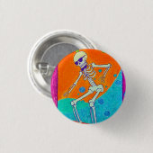 Badge Rond 2,50 Cm Skeleton Skateboarding (Devant & derrière)